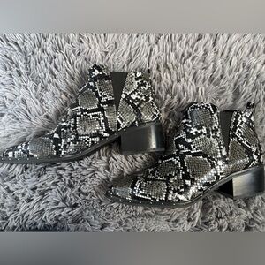 Bar III Black and Gray Snake Print Ankle Booties